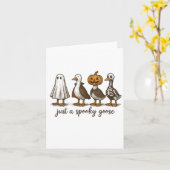 Gewoon een Spooky Goose Halloween Ghost Duck Spook Kaart (Gele Bloem)