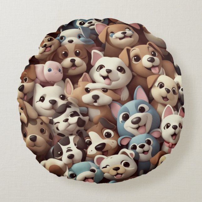 Gewoon een stel puppy's rond kussen (Voorkant)
