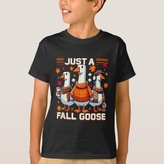 Gewoon een vallende gans Grappige Pixel Herfst Ret T-shirt (Voorkant)