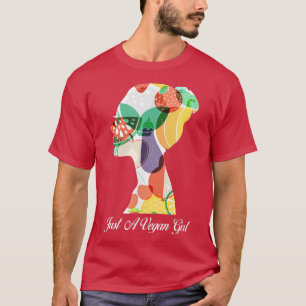 Gewoon een veen meisje dat groenten fruit binnenin t-shirt