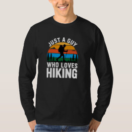 Gewoon een vent die van wandelen houdt Retro lange T-shirt