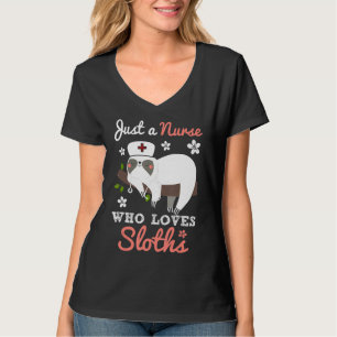 Gewoon een verpleegster die houdt van luiaards lui t-shirt
