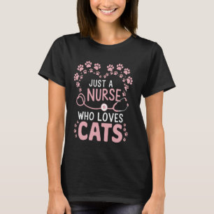 Gewoon een verpleegster die van katten houdt Roze T-shirt