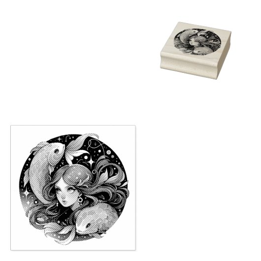 Gewoon een Vissen Meisje | Horoscoop Kunst  Rubberstempel (Gestempeld)
