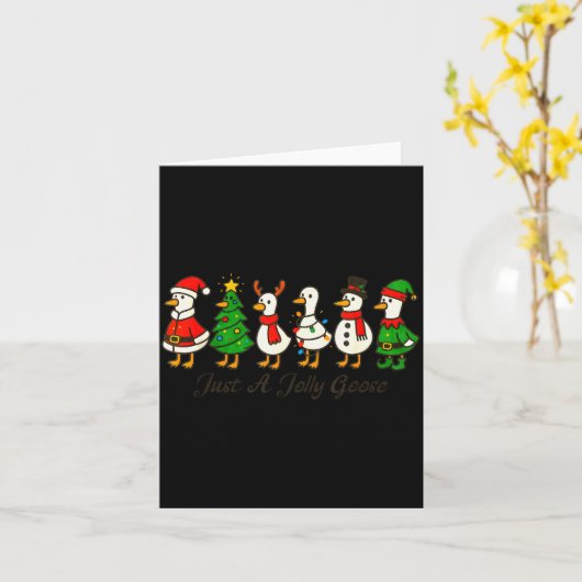 Gewoon een vrolijke cute gans Funny Merry Goosemas Kaart (Gele Bloem)