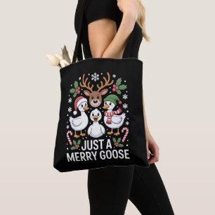 Gewoon een vrolijke gans kerst rendier snoeprietje tote bag