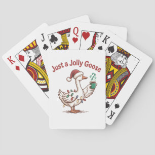 Gewoon een vrolijke gans Kerstmis Gans Drinkt Matc Pokerkaarten