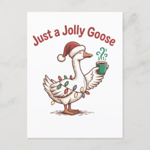 Gewoon een vrolijke gans Kerstmis Gans Drinkt Matc Uitnodiging Briefkaart