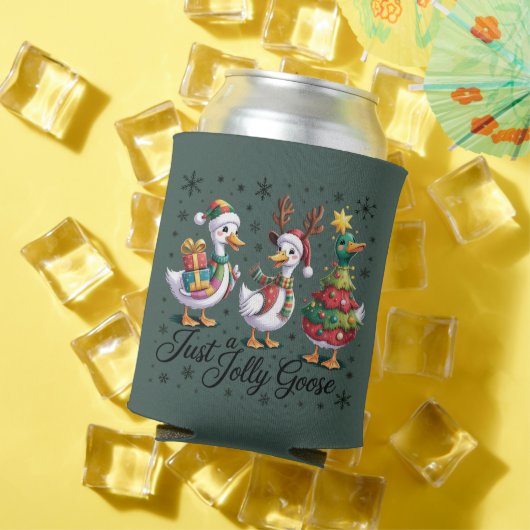 Gewoon een vrolijke gans patchwork Kerst eend grap Blikjeskoeler (Insitu Zomer)