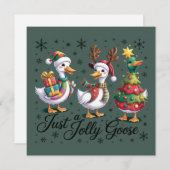Gewoon een vrolijke gans patchwork Kerst eend grap Feestdagenkaart (Voorkant / Achterkant)