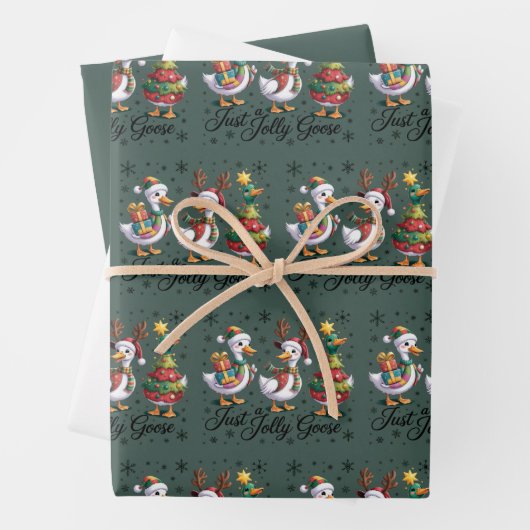 Gewoon een vrolijke gans patchwork Kerst eend grap Inpakpapier Vel (In situ)