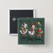 Gewoon een vrolijke gans patchwork Kerst eend grap Vierkante Button 5,1 Cm (Voorkant /achterkant)