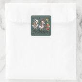 Gewoon een vrolijke gans patchwork Kerst eend grap Vierkante Sticker (Tas)