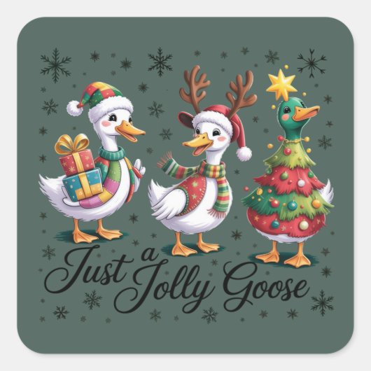 Gewoon een vrolijke gans patchwork Kerst eend grap Vierkante Sticker (Voorkant)