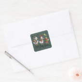 Gewoon een vrolijke gans patchwork Kerst eend grap Vierkante Sticker (Envelop)