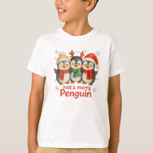 Gewoon een vrolijke pinguïn kerstshirt voor kinder