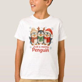 Gewoon een vrolijke pinguïn kerstshirt voor kinder t-shirt