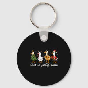 Gewoon een vrolijke schattige gans leuk kerstfeest sleutelhanger