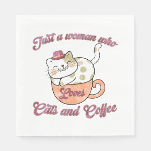 Gewoon een vrouw die van katten en koffie houdt servet