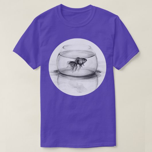 Gewoon één wens: Goldfish in een bowl potlood teke T-shirt (Design voorkant)