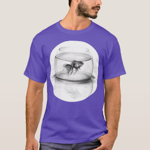 Gewoon één wens: Goldfish in een bowl potlood teke T-shirt