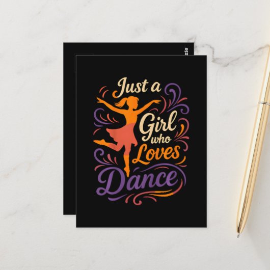Gewoon een wie graag danst Dansen Briefkaart (Voorkant / Achterkant in situ)