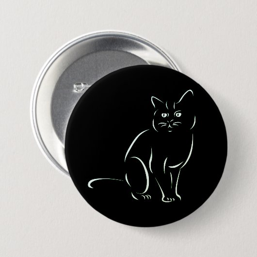 Gewoon een witte kat ronde button 7,6 cm (Voorkant /achterkant)