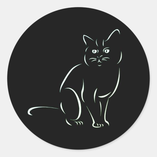 Gewoon een witte kat ronde sticker (Voorkant)