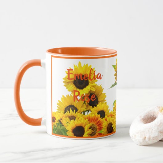 Gewoon een zonnebloem Zonnebloem Zonnezon - Aangep Mok (Met donut)