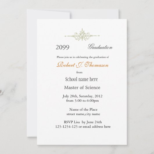 Gewoon, eenvoudig afstuderen met hoge prestaties kaart (Voorkant)