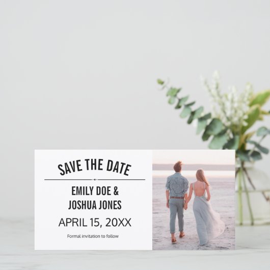 Gewoon eenvoudig Bewaar de datum Bruiloft Aangepas Save The Date (Staand voorkant)
