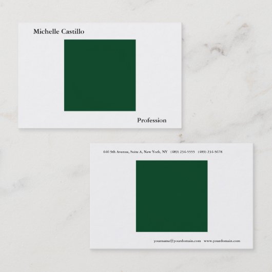Gewoon eenvoudig bos Groen Wit Minimalistisch Mode Visitekaartje (Voorkant / Achterkant)