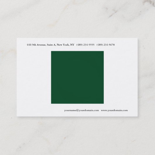 Gewoon eenvoudig bos Groen Wit Minimalistisch Mode Visitekaartje (Achterkant)