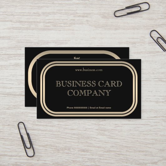 Gewoon Eenvoudig Goud Zwart Elegant Classy 2C Visitekaartje (Voorkant / Achterkant in situ)