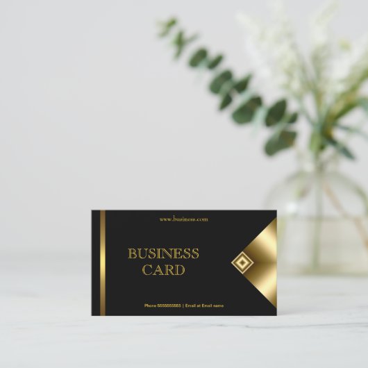 Gewoon Eenvoudig Goud Zwart Elegant Classy 4a Visitekaartje (Staand voorkant)