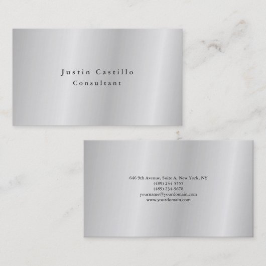 Gewoon eenvoudig minimalistisch design, zilver gri visitekaartje (Voorkant / Achterkant)