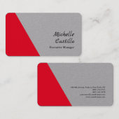 Gewoon eenvoudig minimalistisch grijs rood visitekaartje (Voorkant / Achterkant)
