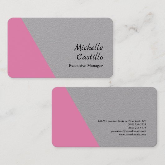Gewoon eenvoudig minimalistisch grijs roze visitekaartje (Voorkant / Achterkant)