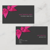 Gewoon eenvoudig, warm roze lint op donkergrijs visitekaartje (Voorkant / Achterkant)