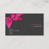 Gewoon eenvoudig, warm roze lint op donkergrijs visitekaartje (Achterkant)