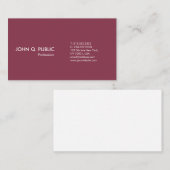 Gewoon eenvoudige Bordeaux White Modern Profession Visitekaartje (Voorkant / Achterkant)