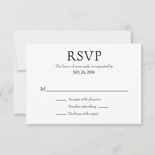 Gewoon eenvoudige RSVP-kaarten voor bruiloft RSVP Kaartje (Voorkant)