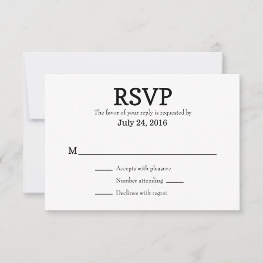 Gewoon eenvoudige RSVP-kaarten voor bruiloft RSVP Kaartje (Voorkant)