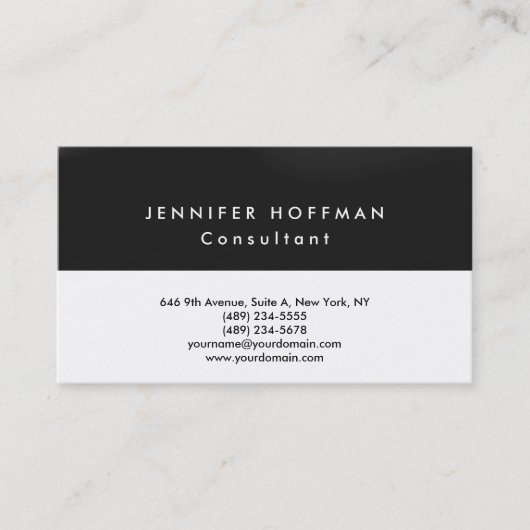 Gewoon eenvoudige, schone zwarte, witte profession visitekaartje (Voorkant)