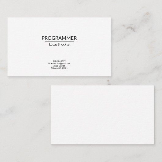 Gewoon eenzijdig Visitekaartje - Minimalistisch on (Voorkant / Achterkant)