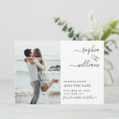 Gewoon Elegant 2 foto bruiloft harten eenvoudig Save The Date (Staand voorkant)