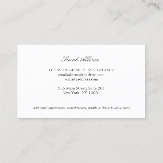 Gewoon Elegant Attorney Light Aqua Visitekaartje (Achterkant)