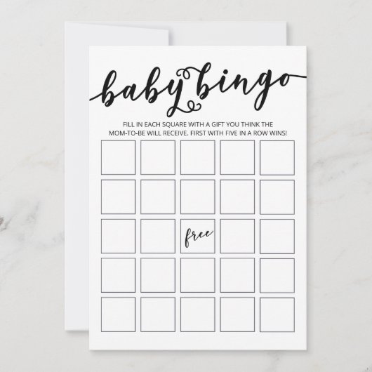 Gewoon Elegant Baby shower Bingo Kaart (Voorkant)