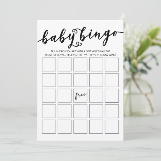 Gewoon Elegant Baby shower Bingo Kaart (Staand voorkant)