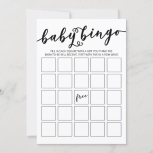 Gewoon Elegant Baby shower Bingo Kaart